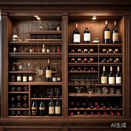 酒柜分区：醒存展用，整齐实用。