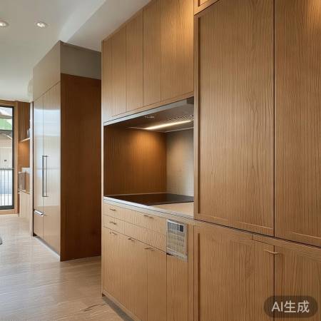 橱柜内嵌油烟机，尺寸匹配无缝隙