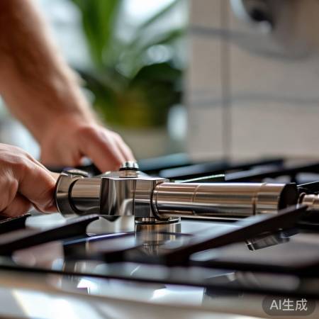 快速连接煤气,注意检查稳固