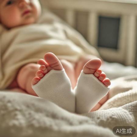 宝宝空调房,穿袜防脚凉。