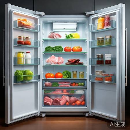 冰箱分区：冷藏蔬果，冷冻肉海鲜