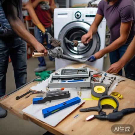 安装洗衣机,必备工具备齐。