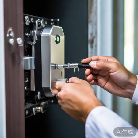 安装指纹锁，拧紧螺丝防松动