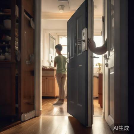 出门前，先确认门已关紧，指纹解