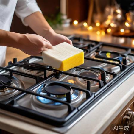 燃气灶清洗步骤:收集部件,温水
