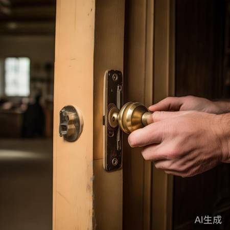 “安装新锁把,拧紧螺丝固牢”