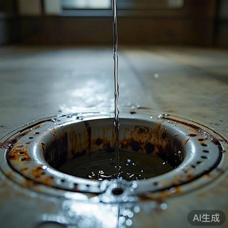 地漏老化，排水受阻。