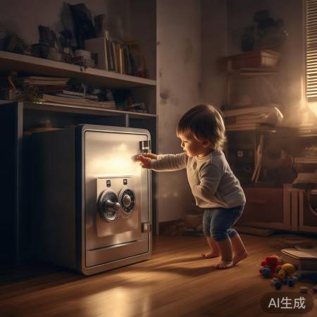 保险柜非万全，警惕儿童接触。
