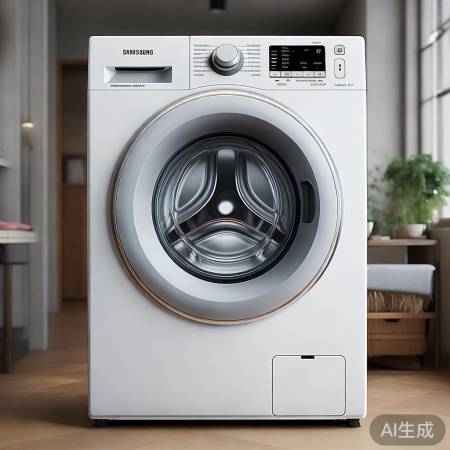 三星洗衣机外观时尚，空间节省。