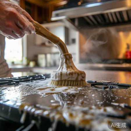 “热水洗洁精刷油烟机”