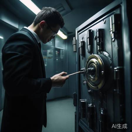 “保险柜正面锁孔,钥匙开锁。”