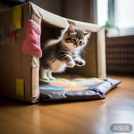 “纸箱猫窝防滑垫,稳固跳跃不滑