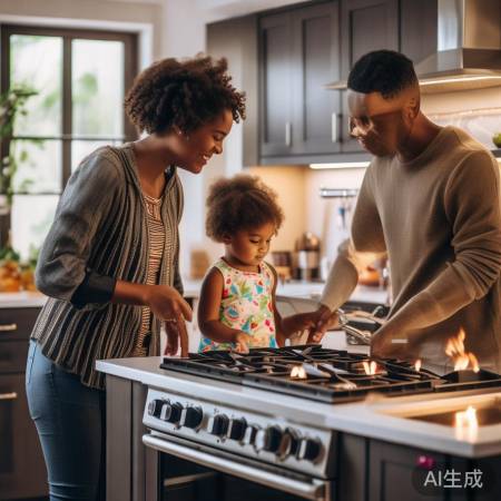 燃气灶安全用,孩子远离险。