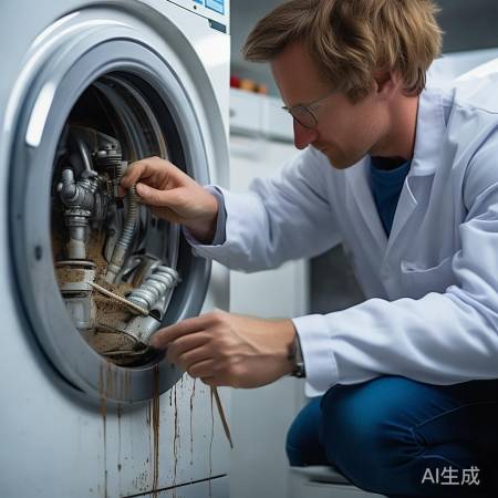 “轻刷洗衣机排水泵，避免损坏”