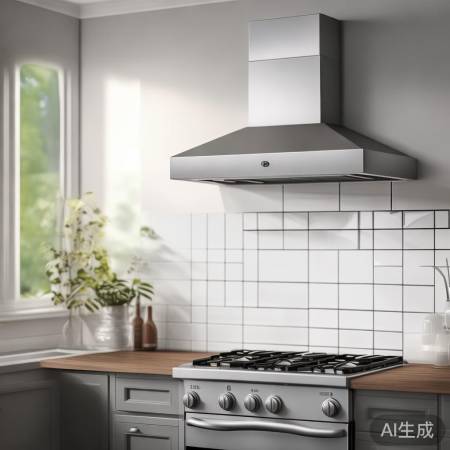 油烟机宜装厨房天花板，距灶60