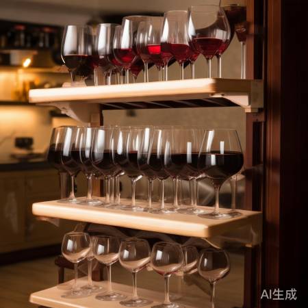 酒柜隔板固定红酒杯，防碰撞调高