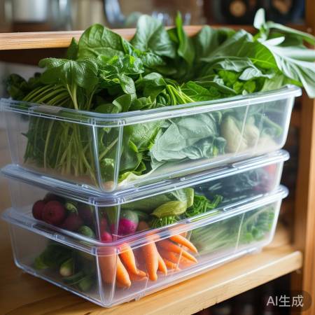 蔬菜分层存,叶菜在上根茎在下