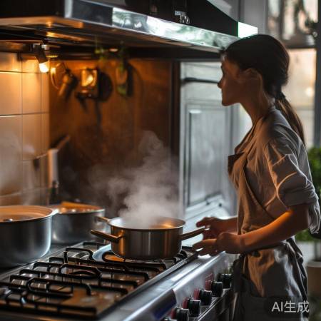 防锈灶台,注意汤汁与阀门。