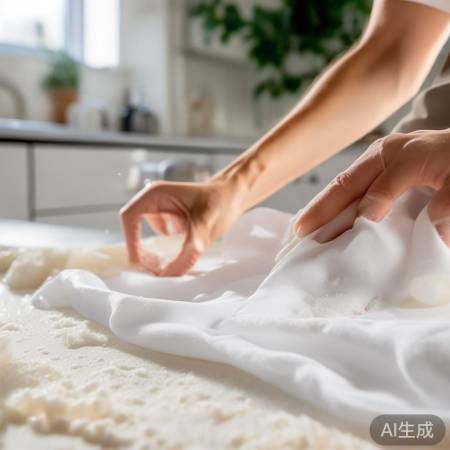 温水泡污渍，轻擦洗洁精，适量不