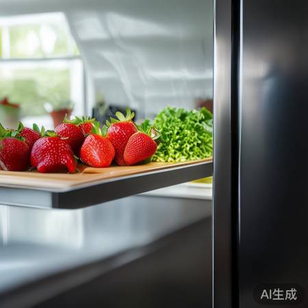 冰箱保鲜佳,草莓三天依旧鲜。