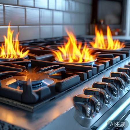 燃气灶火力强劲，五段调节，烹饪