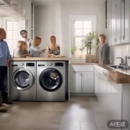 实地考察洗衣机与洗手台尺寸。