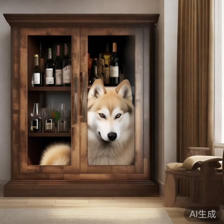 哈士奇巧嵌红酒柜，宠物家居新亮