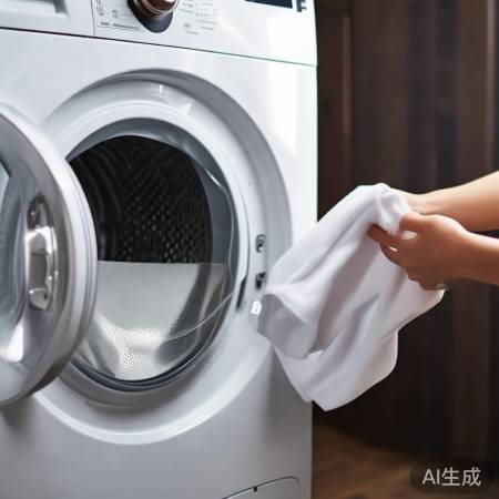 洗衣机洗涤完毕,清洁内壁。