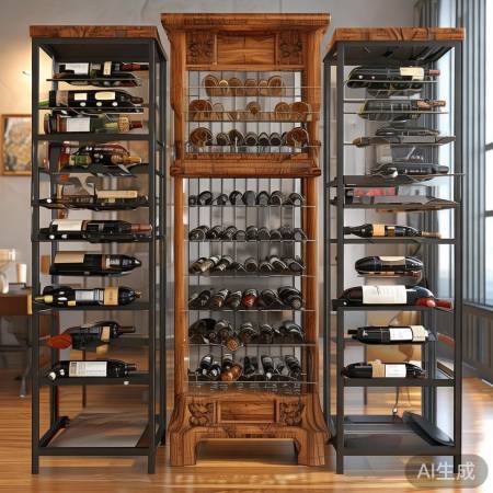 红酒架多样，选材需考究。