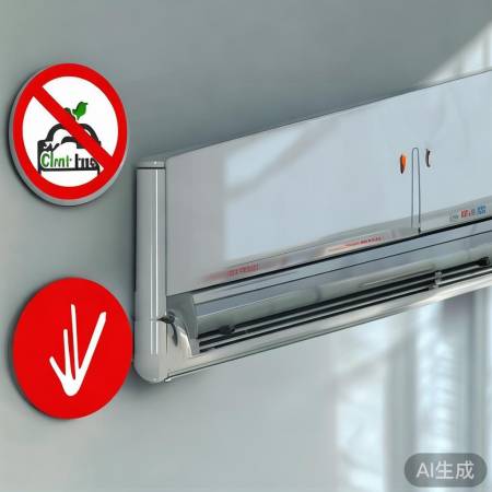 空调警示：勿触内件，勤清洁。