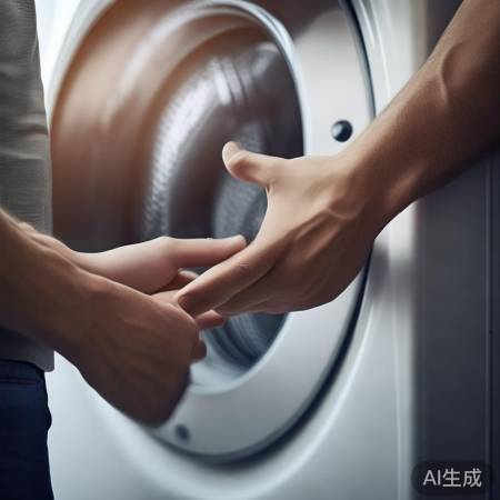 洗衣机不稳，调整至水平，两人操