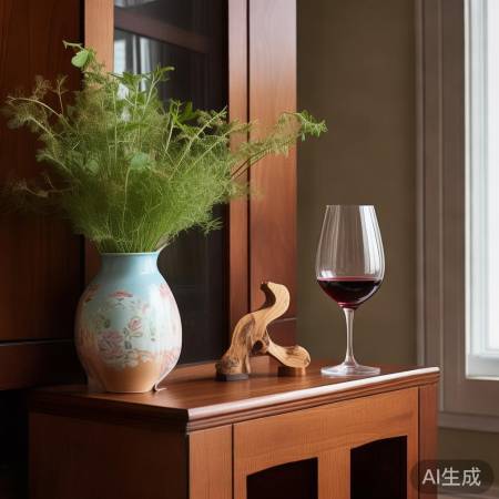 深色调红酒柜配淡雅装饰