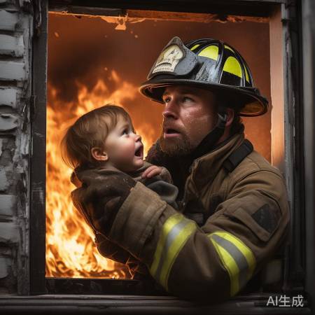 英勇消防员，救孩子值得敬佩
