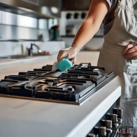 燃气灶修复前清洁面板，安全检查