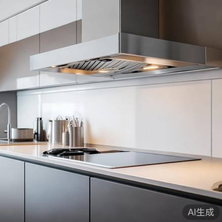 侧吸油烟机，外观简洁，吸力强。