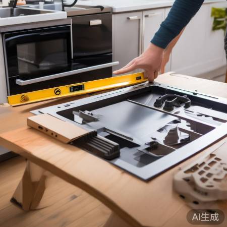 组装集成灶，注意水平