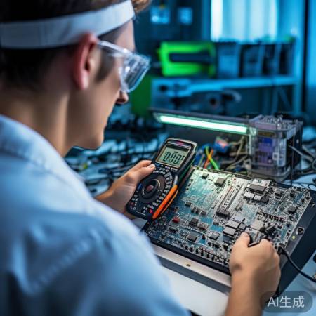 检查电路板元件，用万用表测电压