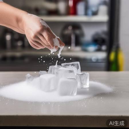 撒盐冰块速融法